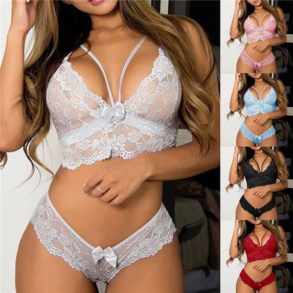 Life event Womens Sexy Lace Lingerie Set Pendant Underwear Nightwear Sleepwear Ladies Lace Bra Panties Sets