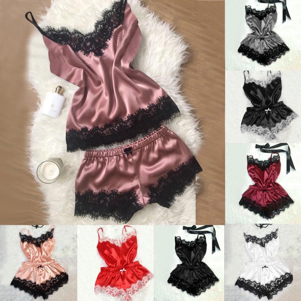 Papij 2PC Lingerie Women Sexy Nightdress Nightgown Sleepwear Underwear Set