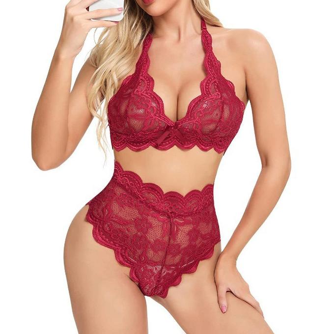 S Star Women Lingerie Bra Sets Fashion High Waist Summer Sexy Floral Lace V-neck Underwear Suit