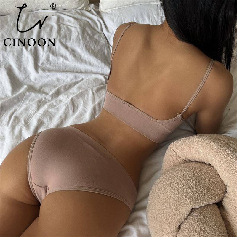 CINOON Fashion Cotton Lingerie Wireless Intimates Women Push Up Bra Set comfortable Sexy Underwear