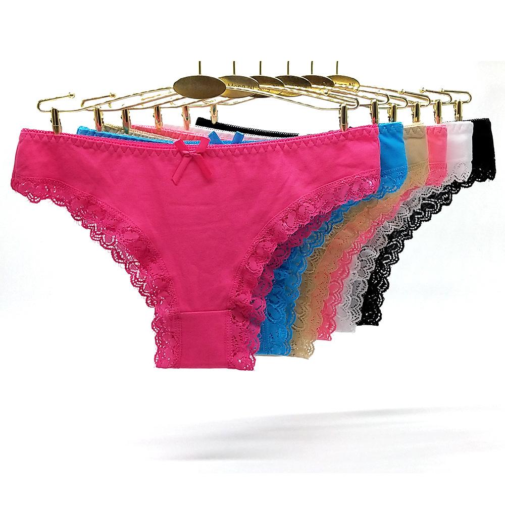 Underwear Mall Women Lingerie Sexy Lace Transparent Ladies Cotton Briefs Panties 6 pcs/lot
