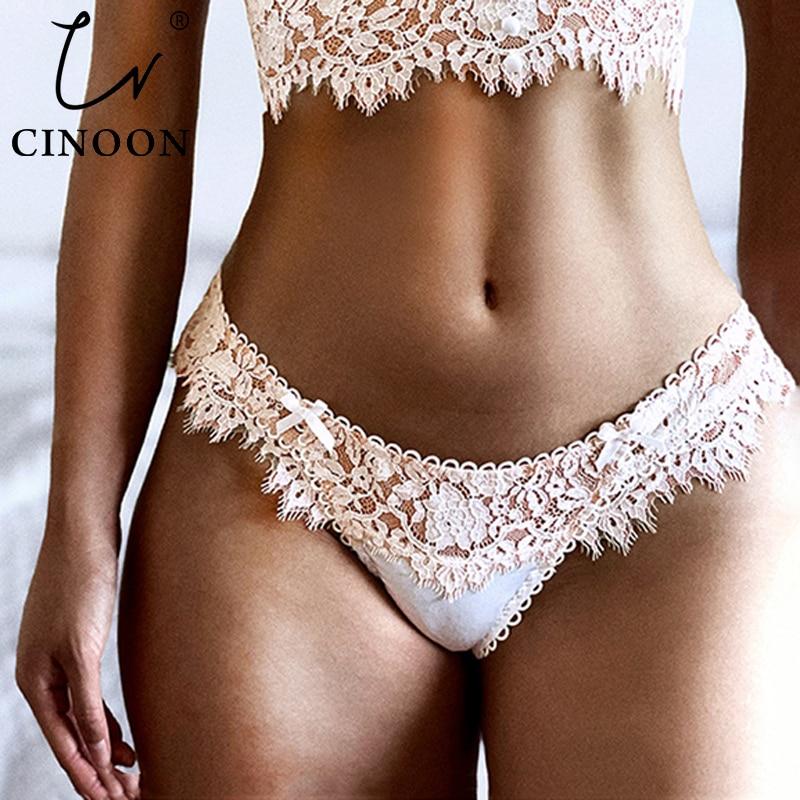 CINOON Sexy Eyelashes Lace Panties Women Underwear Low-waist Lingerie Embroidery Breathable Underpants Female G String Intimates