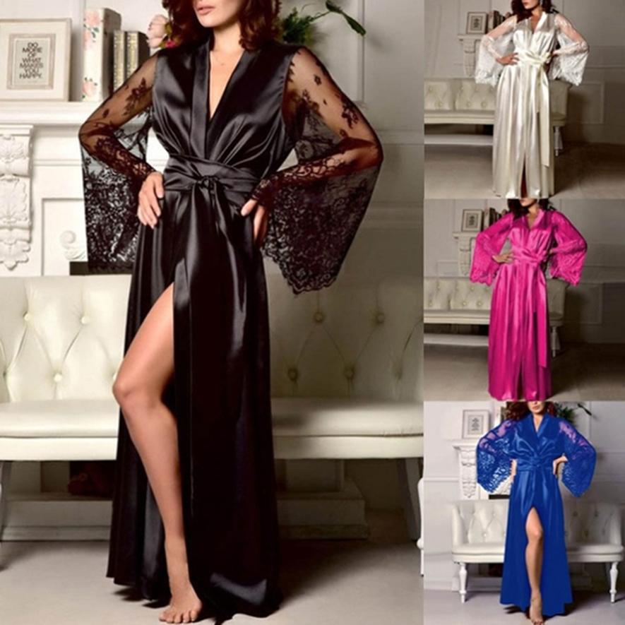 Freed European and American Erotic Lingerie Ladies Sexy Imitation Ice Silk Plus Size Pajamas Nightdress