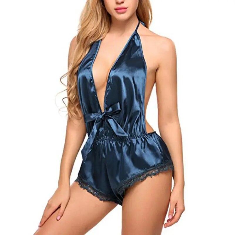 BOOSKU Women Lace Lingerie Halter Bodysuit Sleepwear Nightdress Temptation Underwear