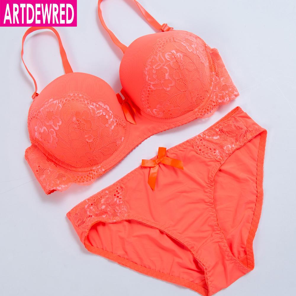 Artdewred Lingerie Artdewred Plus Size Bra Set Women Push Up Lace Brassiere Briefs Set Underwear Set Panties D DD E Cup