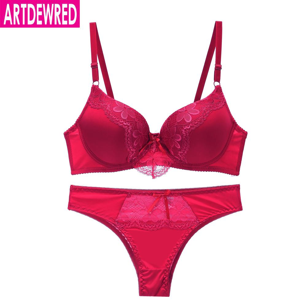 Artdewred Lingerie Bra Brief Set Sexy Plus Size Women Bra Set Push Up Lace Underwear Set Intimate Bra Panty Set