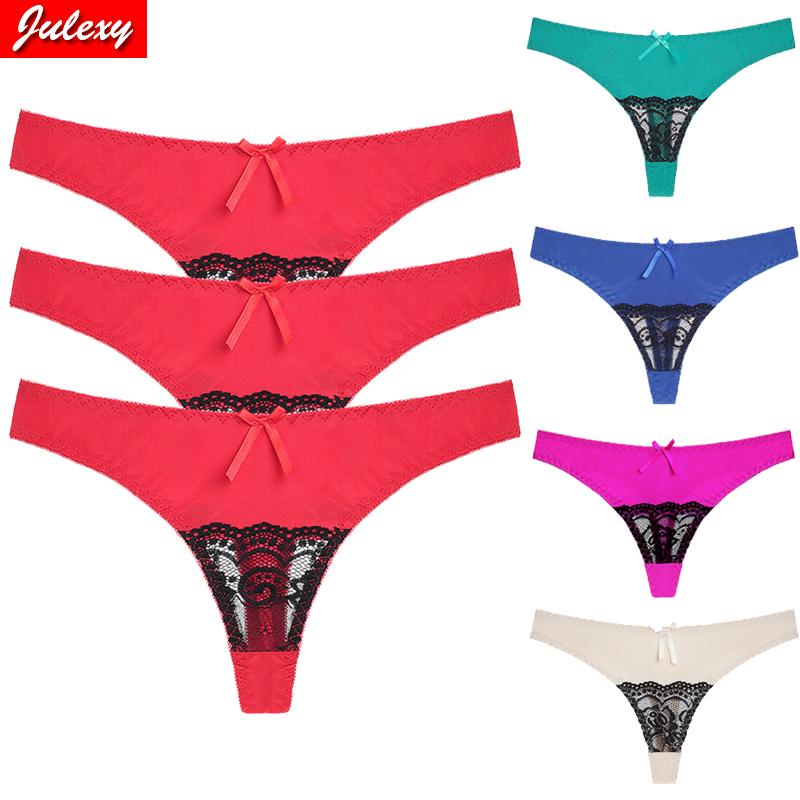 Julexy Women 3pcs Thong  Sexy Briefs Women Underwear for Girls Ladies Panty Panties