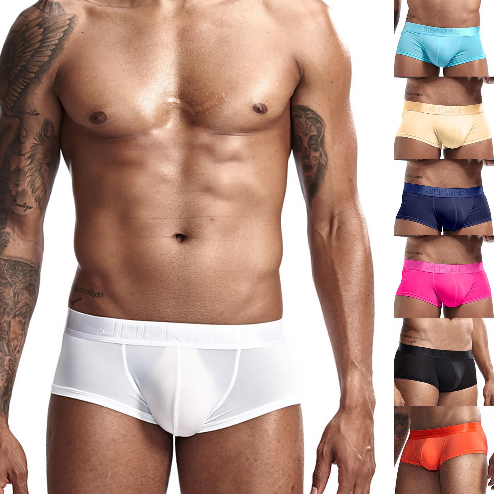 BloomingGirl Men's Ice Silk Underwear Sexy Underwear Shorts Underpants Letter Pouch Soft Briefs Panties