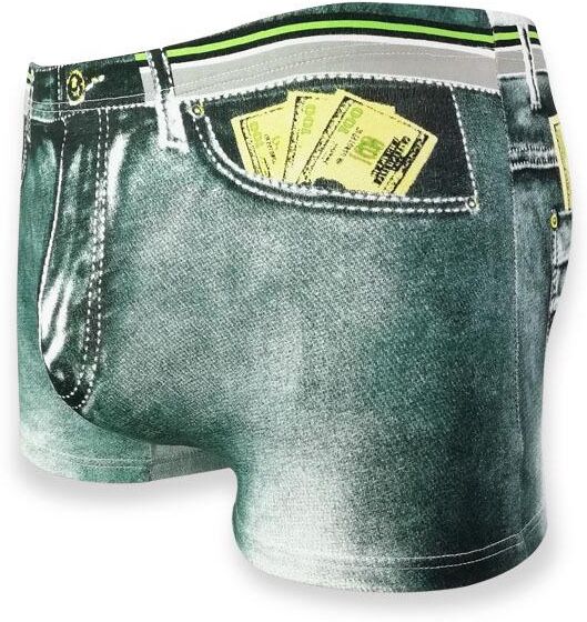 Cream of the crop Cotton Men's Underwear Sexy 3D Digital Denim Print US Dollar Pocket Flat Men's Underwear Fashion