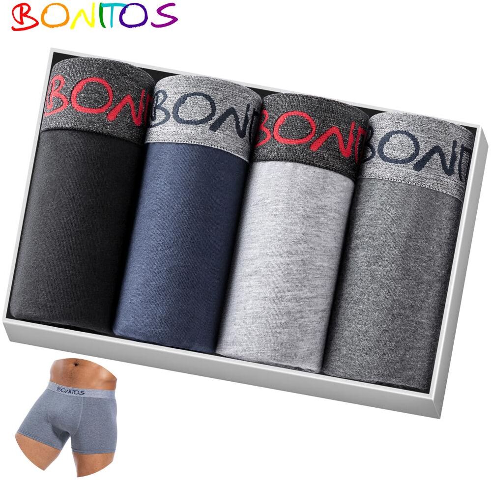 BONITOS 4pcs New Men's Panties Pack Cotton underwear for man Boxer shorts Sexy Underpants Male