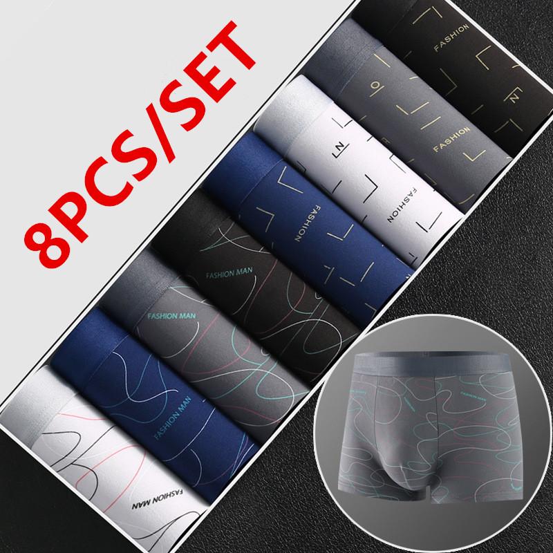 Milost 4/8pcs Set Men's Underwear Boxers Cotton Male Panties Boxers Breathable Man Boxer Solid Underpants Comfortable Shorts Calzoncillo Hombre