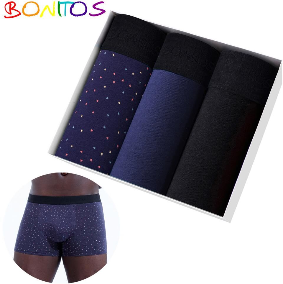 BONITOS 3Pcs Cotton Boxers Set For Men Sexy Men's Panties Print Underwear For Man