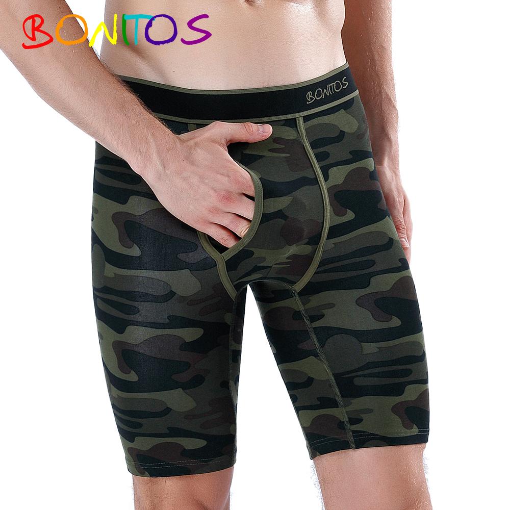 BONITOS 1Pcs Print Long Men's Underpants Cotton Men Boxers Comfortable Underwear For Man