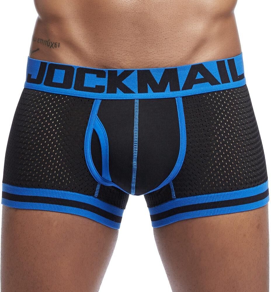 Boxer Briefs JOCKMAIL Brand Men's Underwear Breathable Nylon Mesh Spliced Soft Cotton Underpants Low Waist Sports Men's Trunks