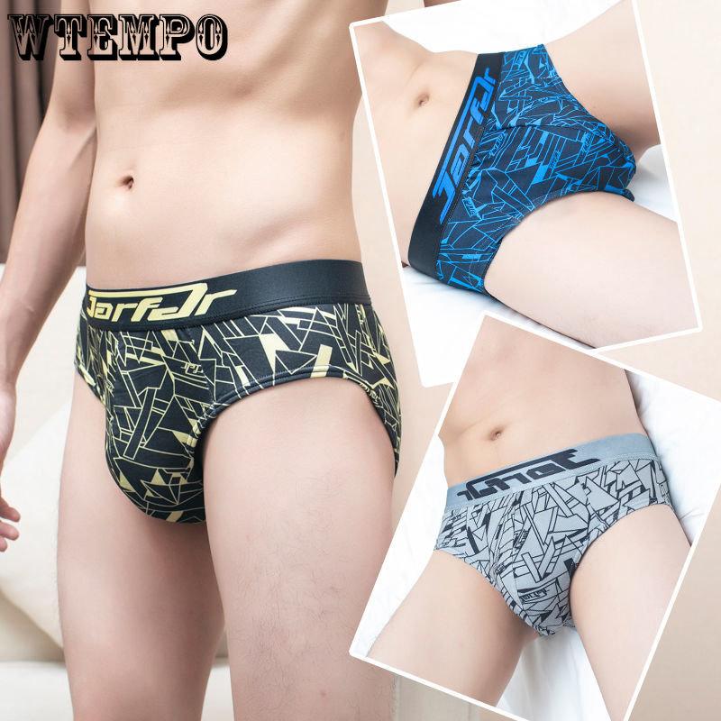 WTEMPO 2pcs Breathable Men's Underwear Casual Letter Mans Briefs Triangle Shorts Male Comfort Solid Color Underpants