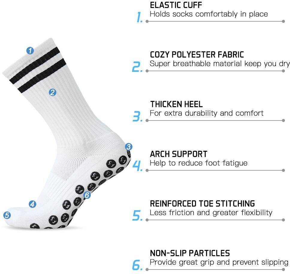 TOMTOP JMS 3 Pairs Anti Slip Soccer Socks Team Sports Socks Outdoor Fitness Breathable Quick Dry Socks