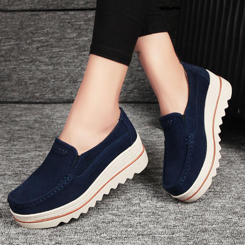 Fine Footwear Spring Women Flats Shoes Platform Sneakers Slip On Flats Leather Suede Ladies Loafers Moccasins Casual Shoes Women Creepers 365