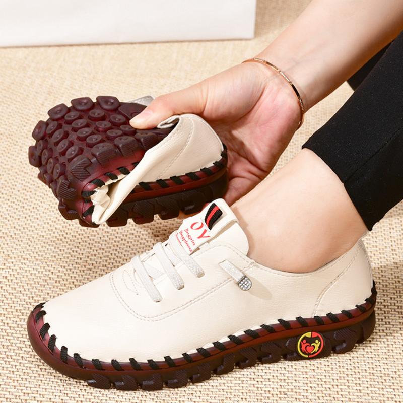 QQ STUDIO Sneakers Women Shoes Mujer Zapatos Chaussure Femme Platform Loafers Lace Up Leather Flat Slip-On New Spring Casual Mom Shoe