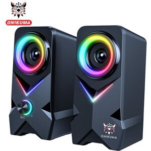 ONIKUMA USB Wired Speaker RGB Cool Lighting Super Bass Subwoofer HiFi Audio For Game 3D Surround Music For PC Laptop 60MM Unit Mini Speaker