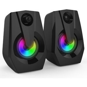 HOD Health&Home Computer Speakers Pc 2.0 Usb Powered Stereo Volume Control With Led Light Mini Portable Gaming 3.5Mm