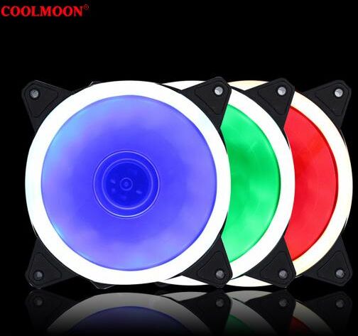 COOLMOON Fashion Computer Accessory Case Fan Flow RGB Lights PC Mute Air 12cm Big Cooling Fan for Home