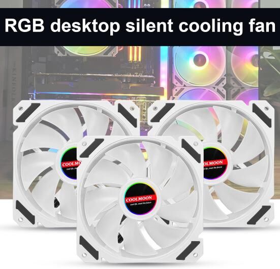 3Pcs COOLMOON CM-JOY Case Fan RGB Lighting Large Air Volume 12cm Silent 6PIN Computer Cooling Fan with Controller for Desktop