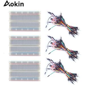 AZMEET 3Pcs 400 Point Breadboards 3 X 65Pcs M/M Flexible Breadboard Jumper Wires for Arduino Raspberry Pi