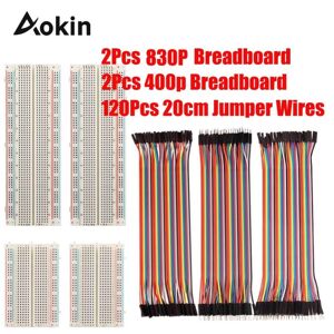 AZMEET 4 Pieces Breadboards Kit with 120 Pieces 20cm Jumper Wires for Arduino diy Proto Shield Prototyping