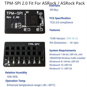 Topfactory TPM 2.0 Module Security Module Board For ASRock Pack SPI Motherboard 14-1 PIN