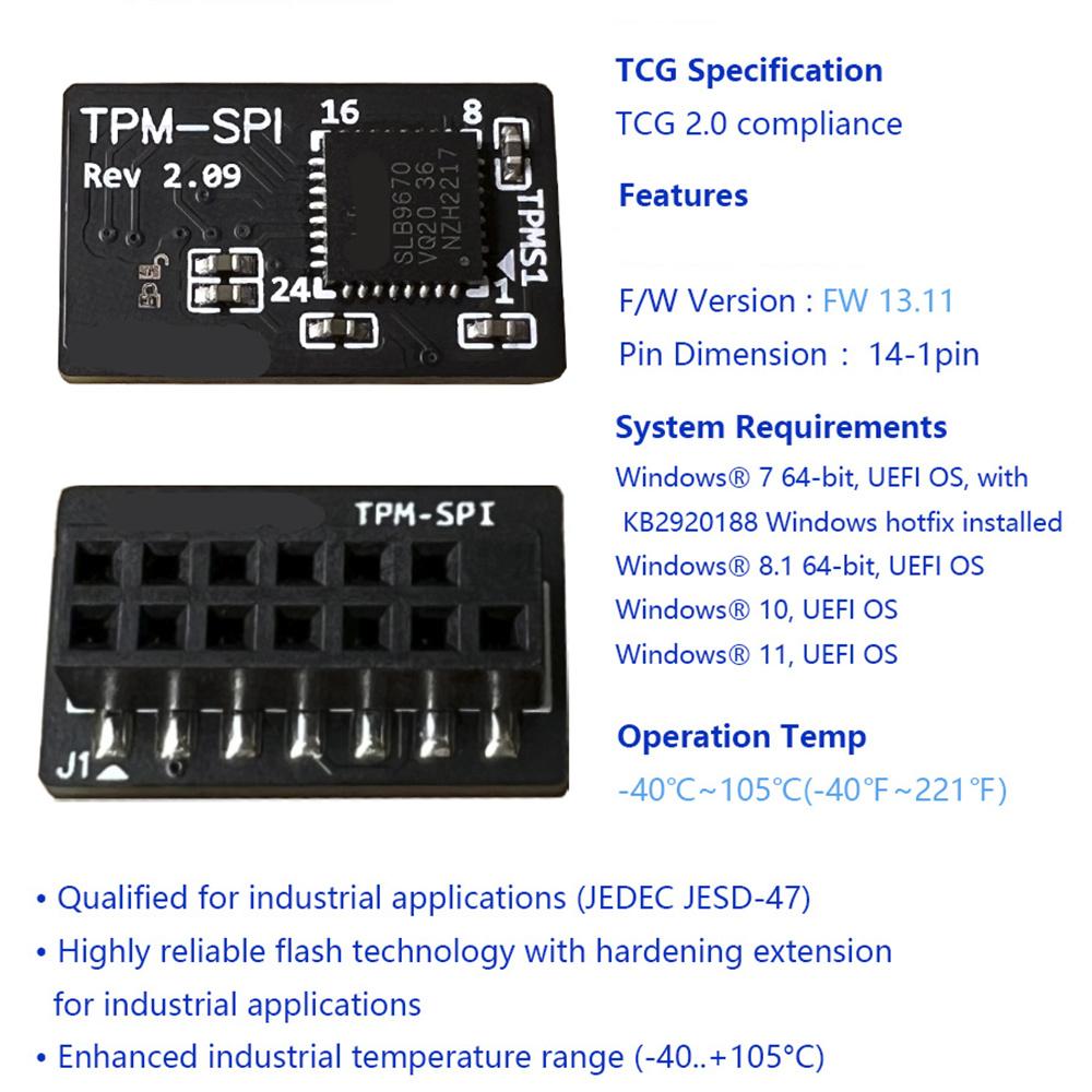 Topfactory TPM-SPI 2.0 Module Security Module Board For ASROCK Pack SPI Motherboard