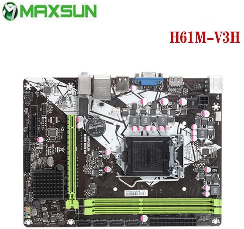 MAXSUN Motherboard H61M-V3H For Intel LGA 1155 i3 2100 2105 i5 2300 2310 2400 2500 i7 2600 DDR3 SATAII Motherboards Full New