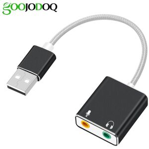 GOOJODOQ 7.1 External USB Sound Card Jack 3.5mm USB Audio Adapter Earphone Micphone Sound Card for Macbook Computer Laptop PC WBL