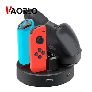 VAORLO For Nintendo Switch Multifunctional Charger Joy-Con Handle Four Charge Pro Controller Charger Console Charging Dock