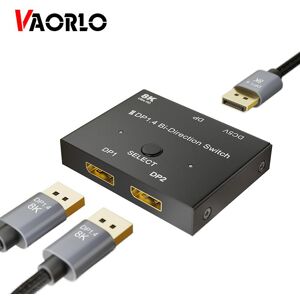 VAORLO Display Port 8K HD DP 1.4 Switch Bi-Direction 8K@60Hz 4K@144Hz Converter Compatible With XBOX PS5 Projectors Monitors