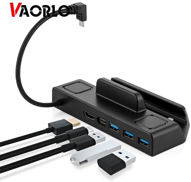 VAORLO Steam Deck Docking Station TV Base Stand 5 in 1 Hub Holder Dock 4K 60HZ HDMI-compatible USB-C for Steam Deck Dock Console Hub