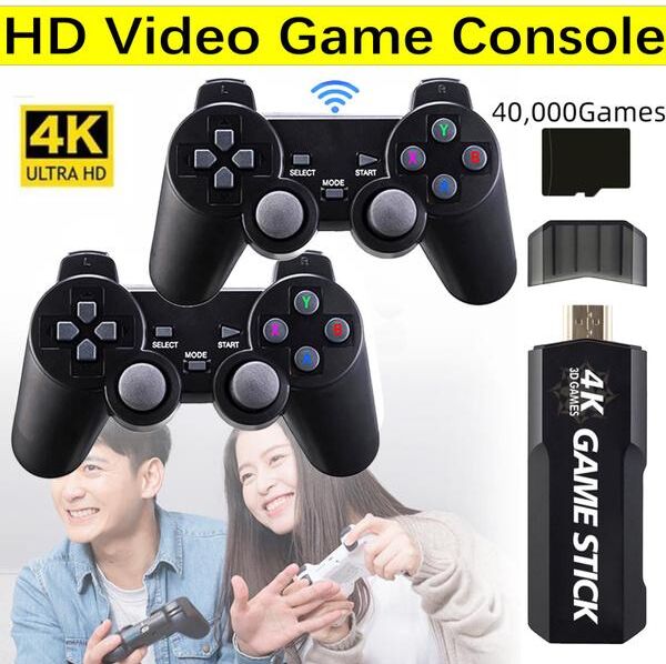 weihexin Game Stick Built-in 40000 Games 128GB/64GB/32GB 2.4G Wireless Controller HD Retro Video Game Console 4k HD Video Game Console Gamepad