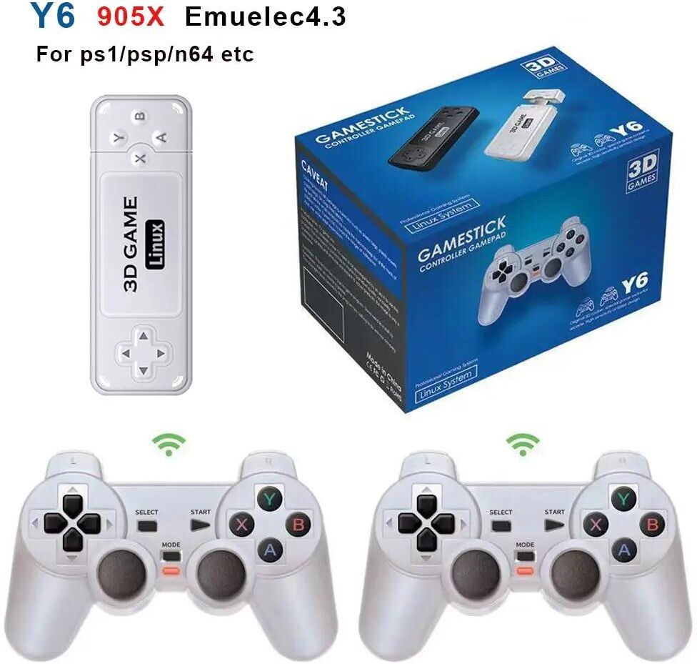 PRISMA Y6 2.4G Wireless Game TV Stick Retro PS1 Family 4K HD Portable Video Game Console Support Multiplayer 10000+ Games for GBA