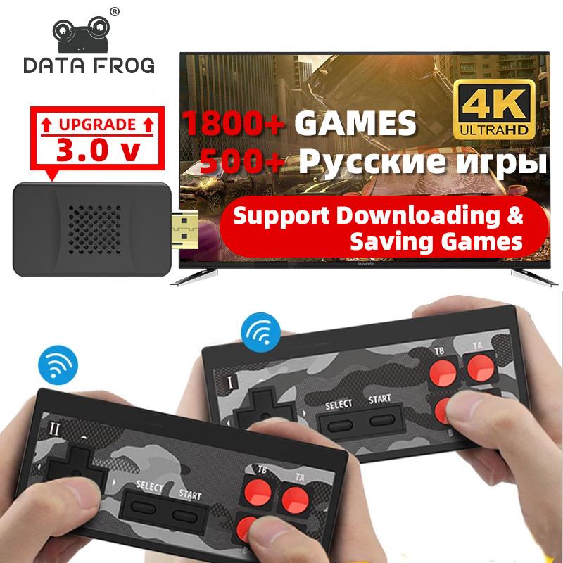 DATA FROG 4K HD Video Game Console Build In 1800 NES Games Mini Retro Dendy Console Wireless Controller TV Output