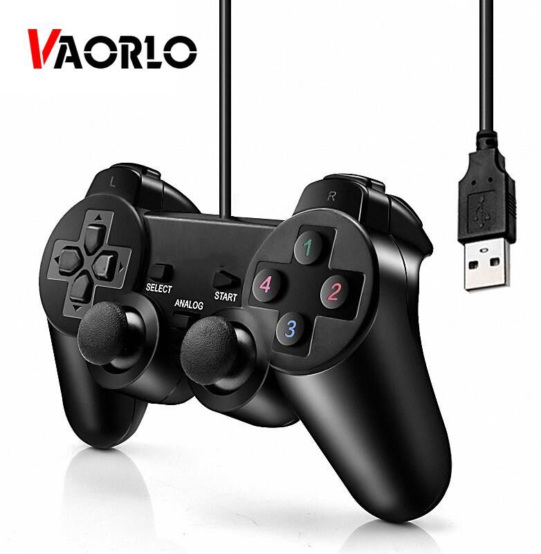 VAORLO Vibration Joystick Wired USB PC Controller For PC Laptop For WinXP/7/8/10 For Vista Black Gamepad