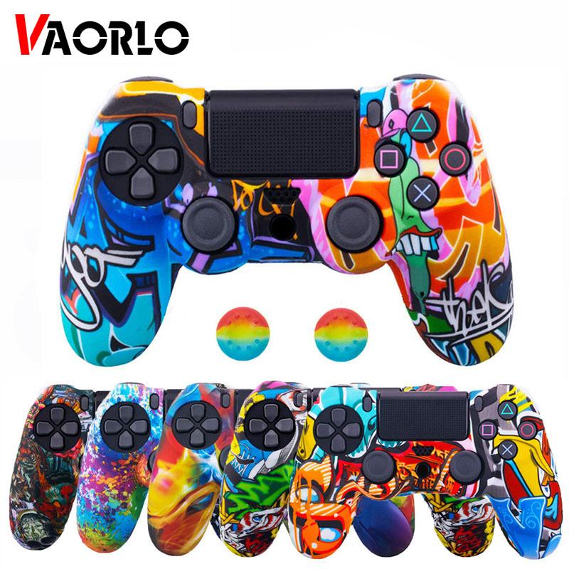 VAORLO Silicone Protection Case For SONY Playstation 4 PS4 Controller Rubber Protective Skin Cover for PS 4 Joystick Gamepad Cap cases