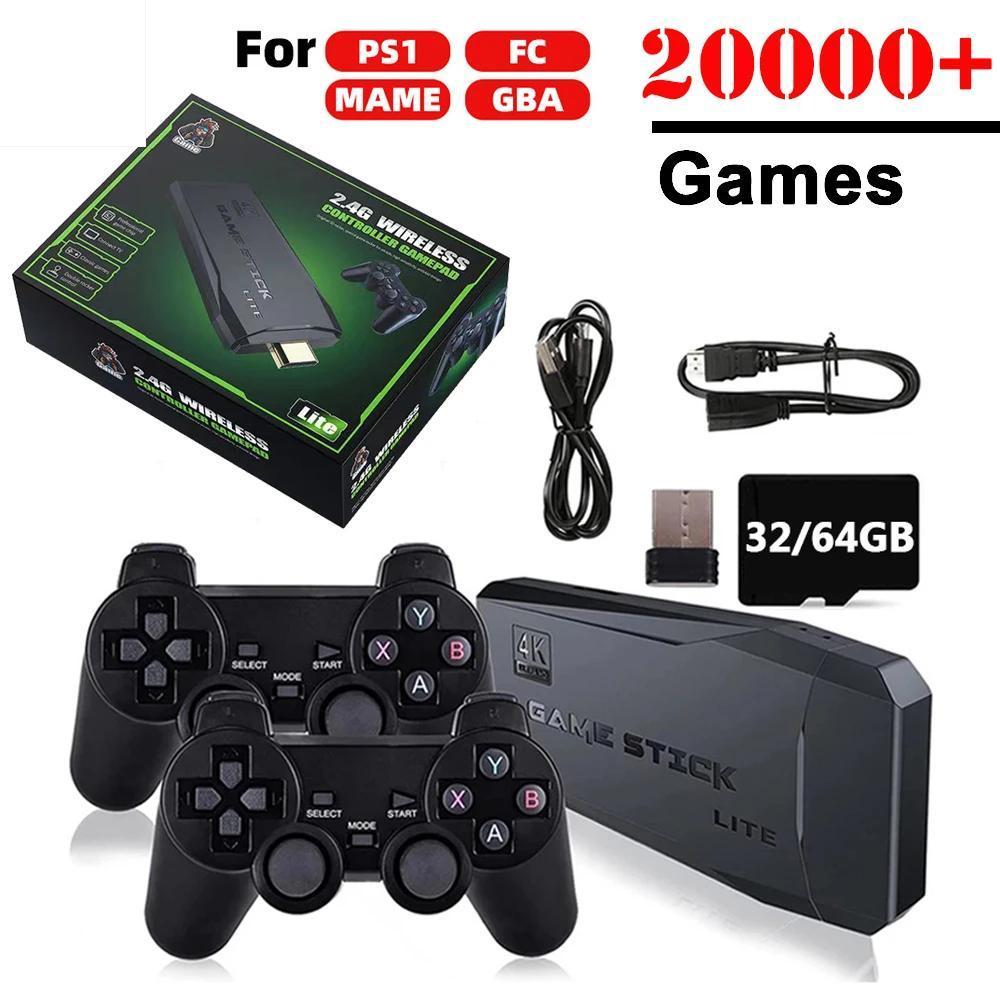 CoCo Global Purchase M8 Video Game Console 2.4G Wireless Controller TV Game Stick 4KHD Built-in 20000 Games 64GB Retro Games For PS1/FC/GBA