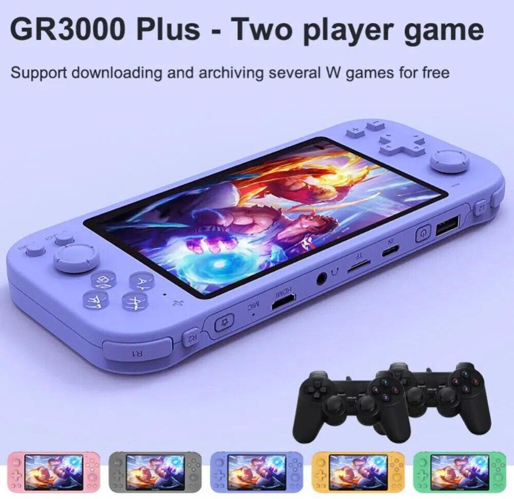 Electronic happiness Retro GR3000 Handheld Game Console 5.1inch Big Screen  Support Two Players Video Game 10+ Simulators MultiFunction Game Player