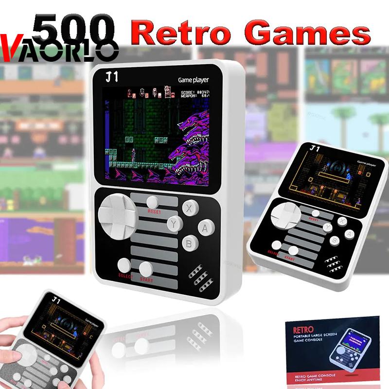 VAORLO Portable Handheld Game Console with 500 Classic Games Mini Game Consoles Support TV Connection J1 Retro Video Games Console
