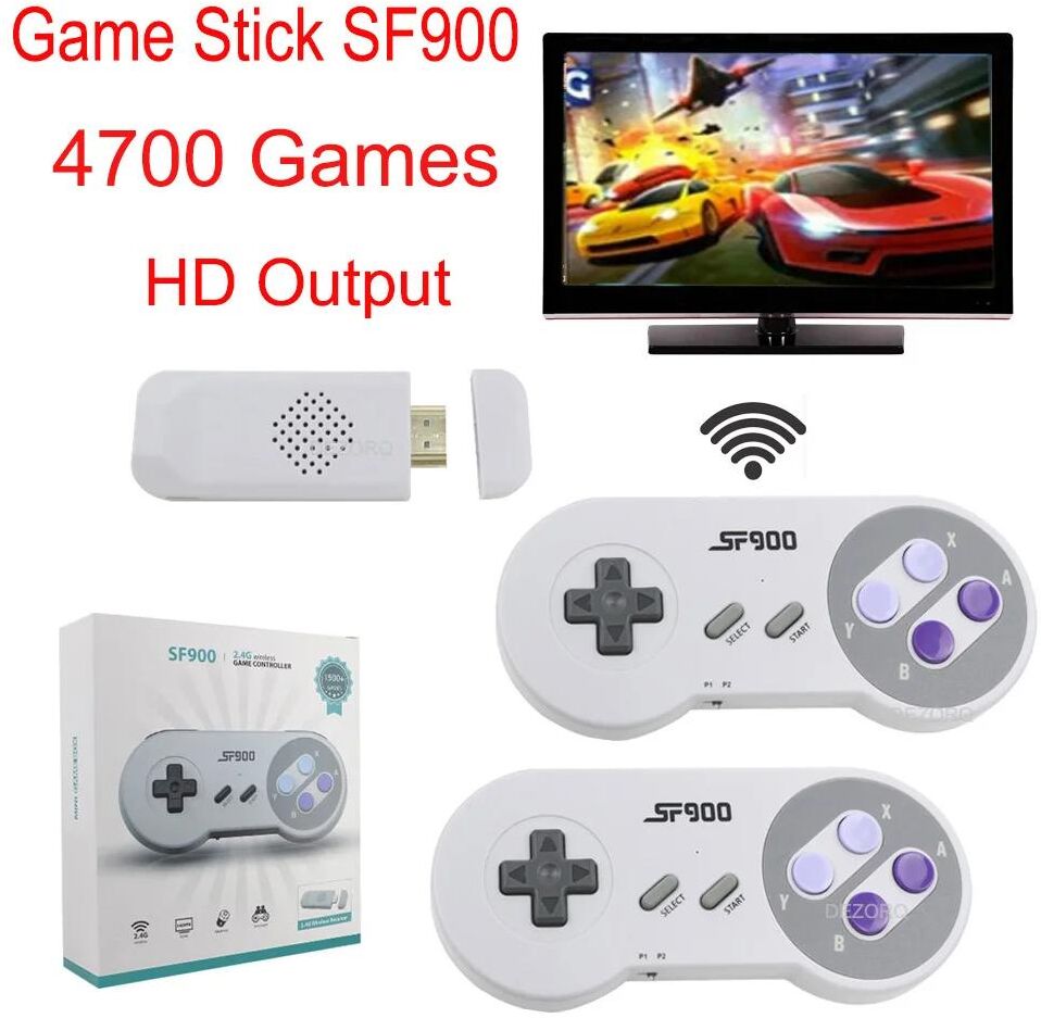 PRISMA SF900 Consola for Super Nintendo 16 Bit Game Stick 4700 Retro Games HD Video Game Consoles for NES SNES Wireless Controller