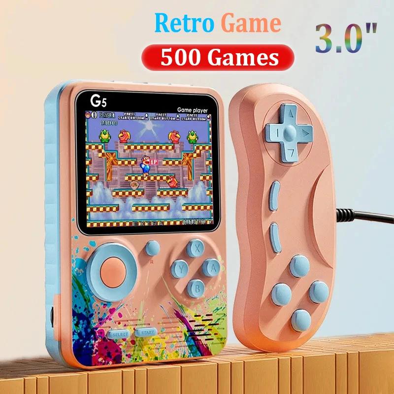 GLOBUS G5 Retro Handheld Game Console With 500 Classic Games 3.0Inch Screen Portable Gamepad Macaron Color 1020mAH Rechargeable Battery