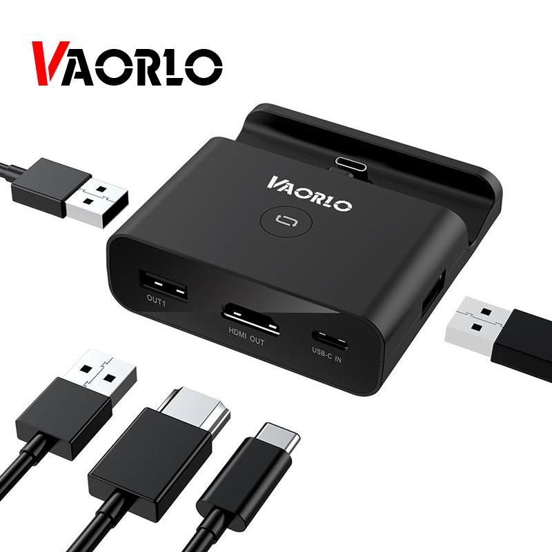 VAORLO Dock Station For Nintend Switch Portable Type-C Game Console Support 1080P HDMI-compatible Converter To TV