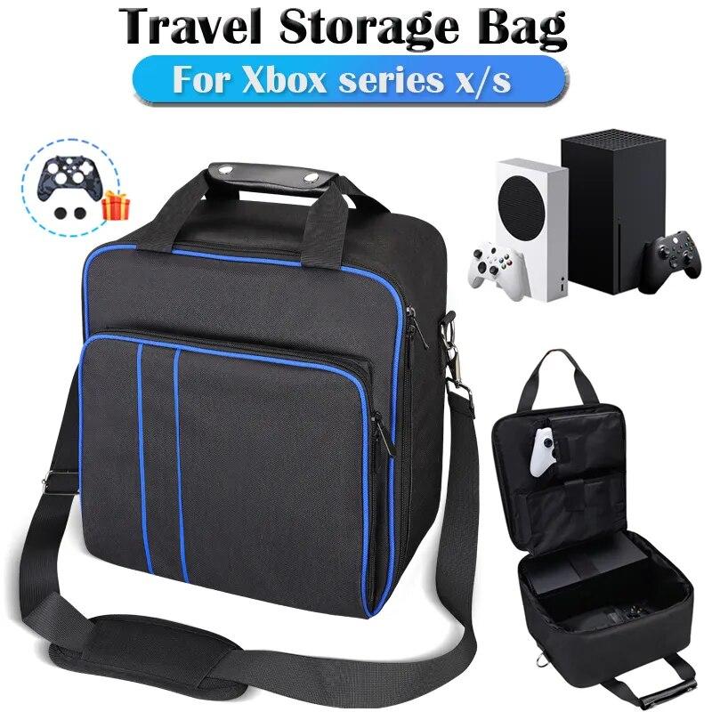 gameing expert Travel Carrying Case Compatible with Xbox Series X/S Console Accessories Portable Storage Shoulder Bag with Silicone Case