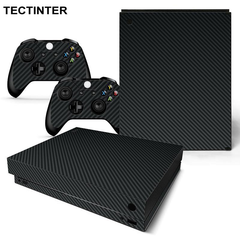 TECTINTER Carbon Fiber Vinyl Skin Sticker Cover For Microsoft Xbox One X Console and Controllers