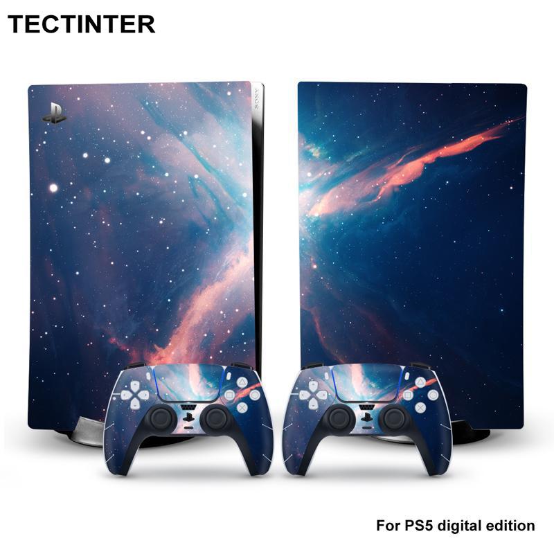 TECTINTER Skin Sticker For PlayStation 5 Digital Edition Decal Cover for ps5 Console and 2 Controllers
