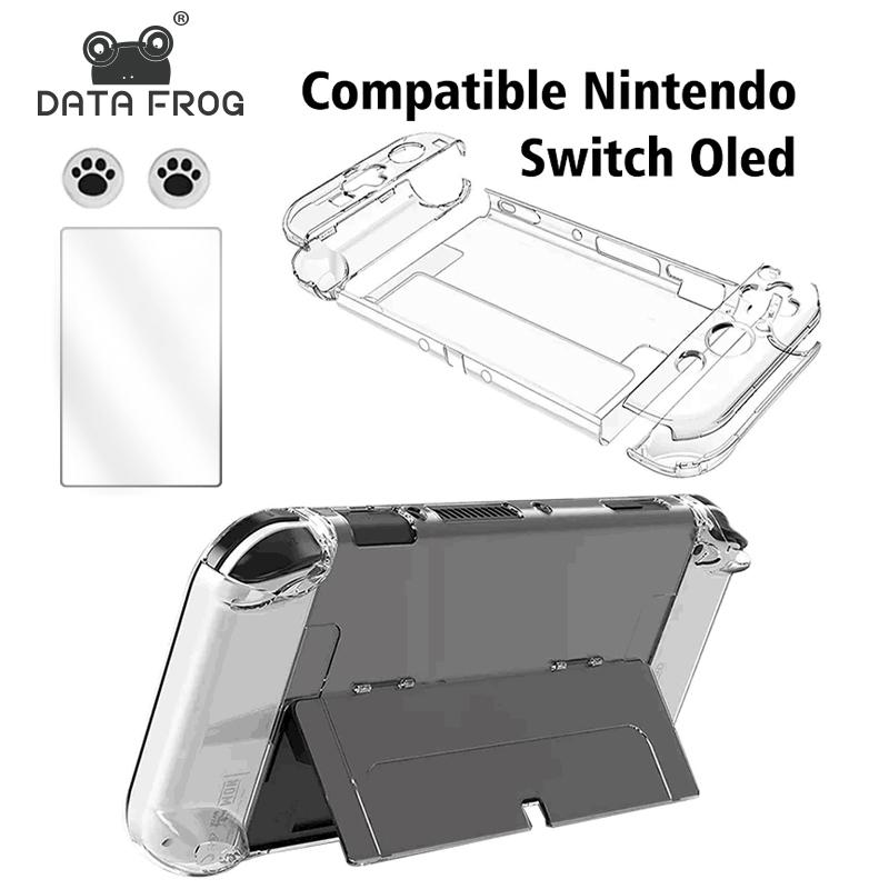 DATA FROG Transparent Protective Case For Nintendo Switch OLED Console Crystal Clear PC Anti-fall Shell For Switch OLED Accessories